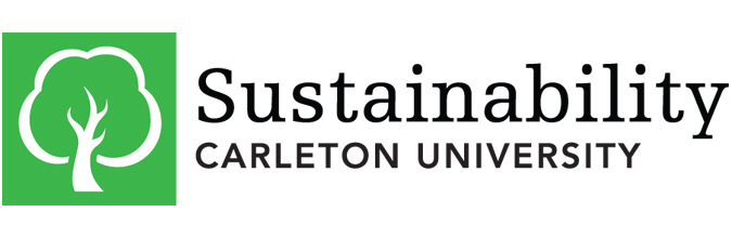 Carleton University Sustainability logo of a tree on a green background