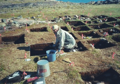 GRS student on a excavation in the Canadian Arctic